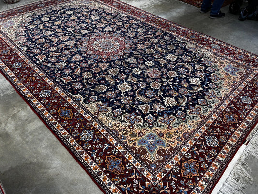 7'9"x12'8" Extra Fine Hand-Knotted Wool & Silk Isfahane Seirafian Rug