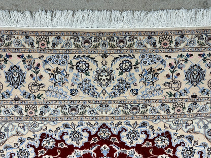 6'7"x9'6" Fine Hand-Knotted Wool & Silk Naine Rug - Area Carpet