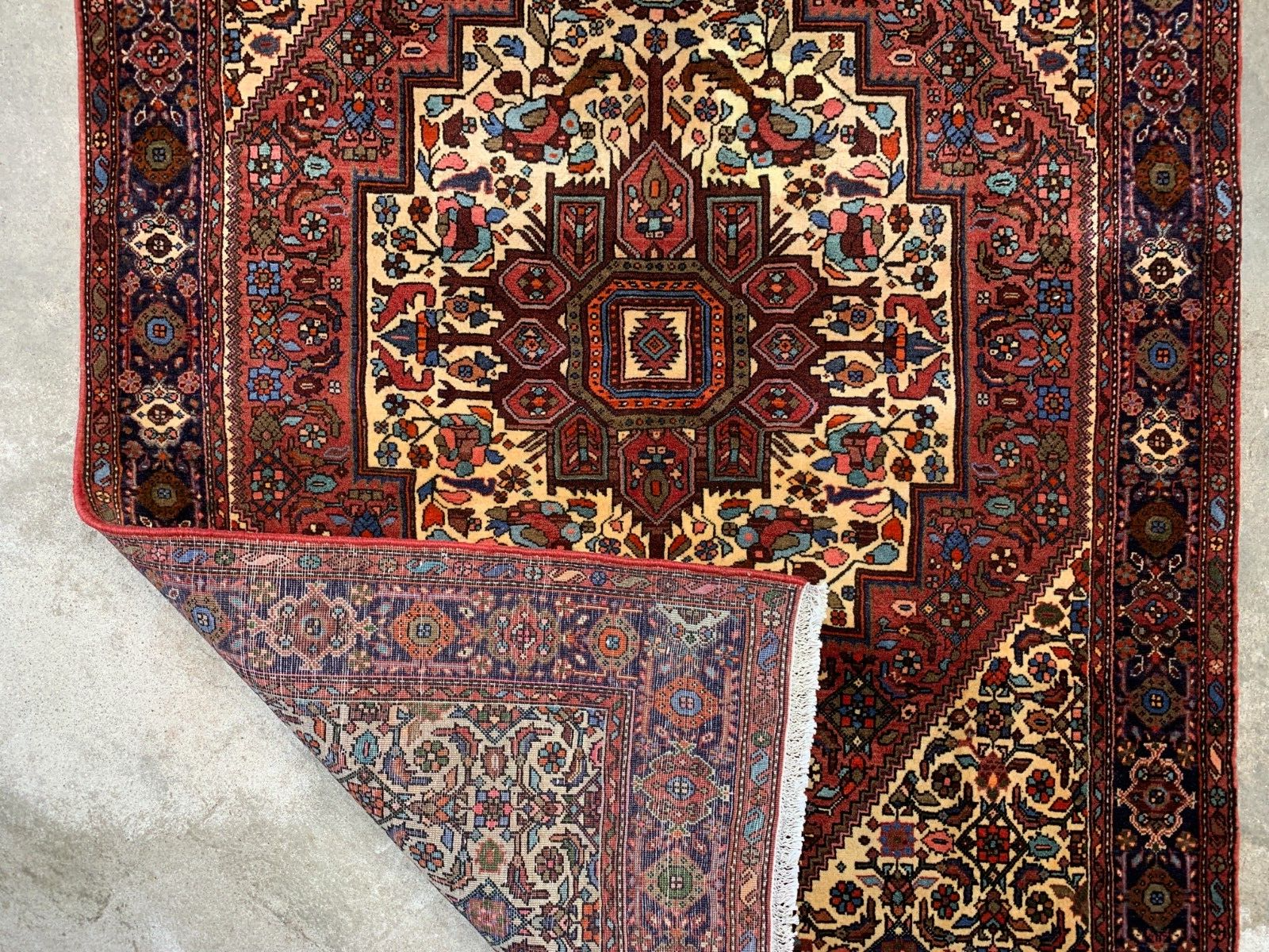 4'3"x6'6" Hand-Knotted 100% Wool Pile Bijare Gholtoghe Carpet - Area Rug