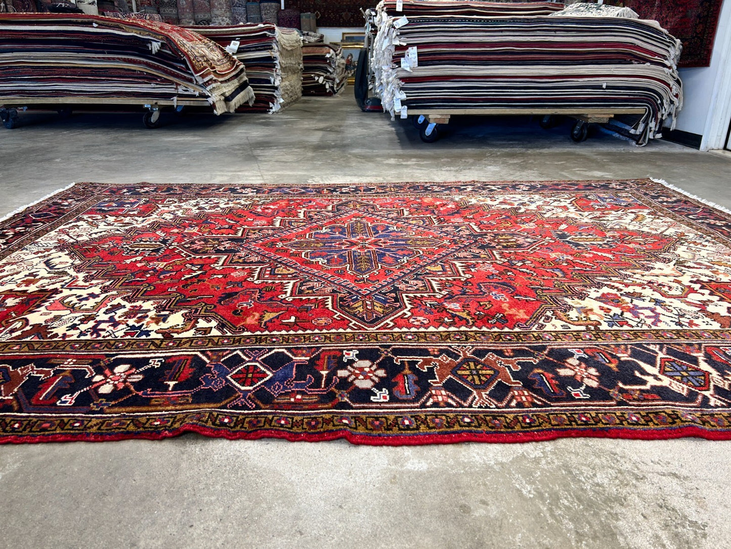 7'3"x10'3" Hand-Knotted 100% Wool Herize Carpet - Area Rug