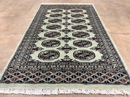 2'7"x4'2" Hand-Knotted 100% Wool Pile Bokhara Rug