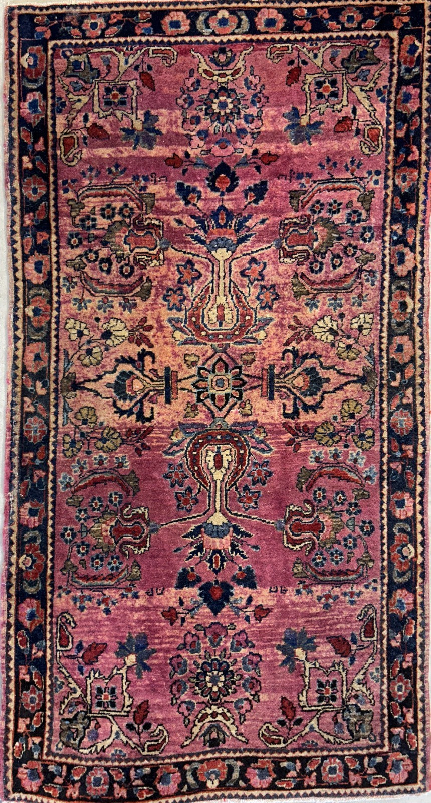 2'7"x4'10" Antique Hand-Knotted 100% Wool Pile Sarouke Area Rug - Carpet