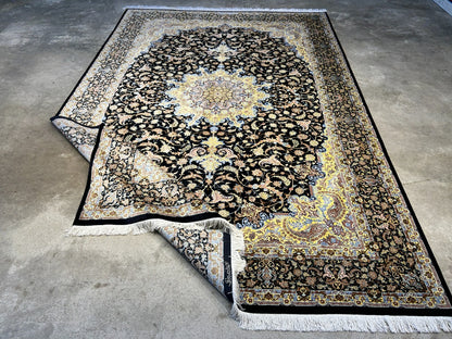 6'6"x10' Exquisite Hand-Knotted 100% Silk Qume Rug