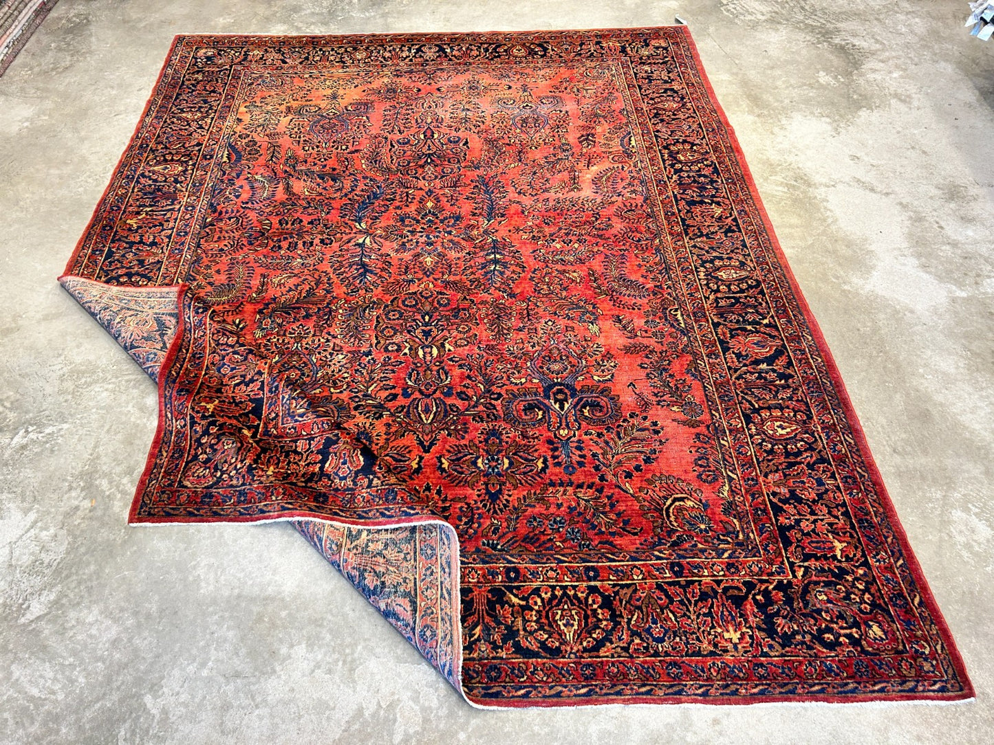 9'2"x11'4" Antique Fine Lamb Wool Sarouke Mohajeran Rug Hand-knotted Carpet