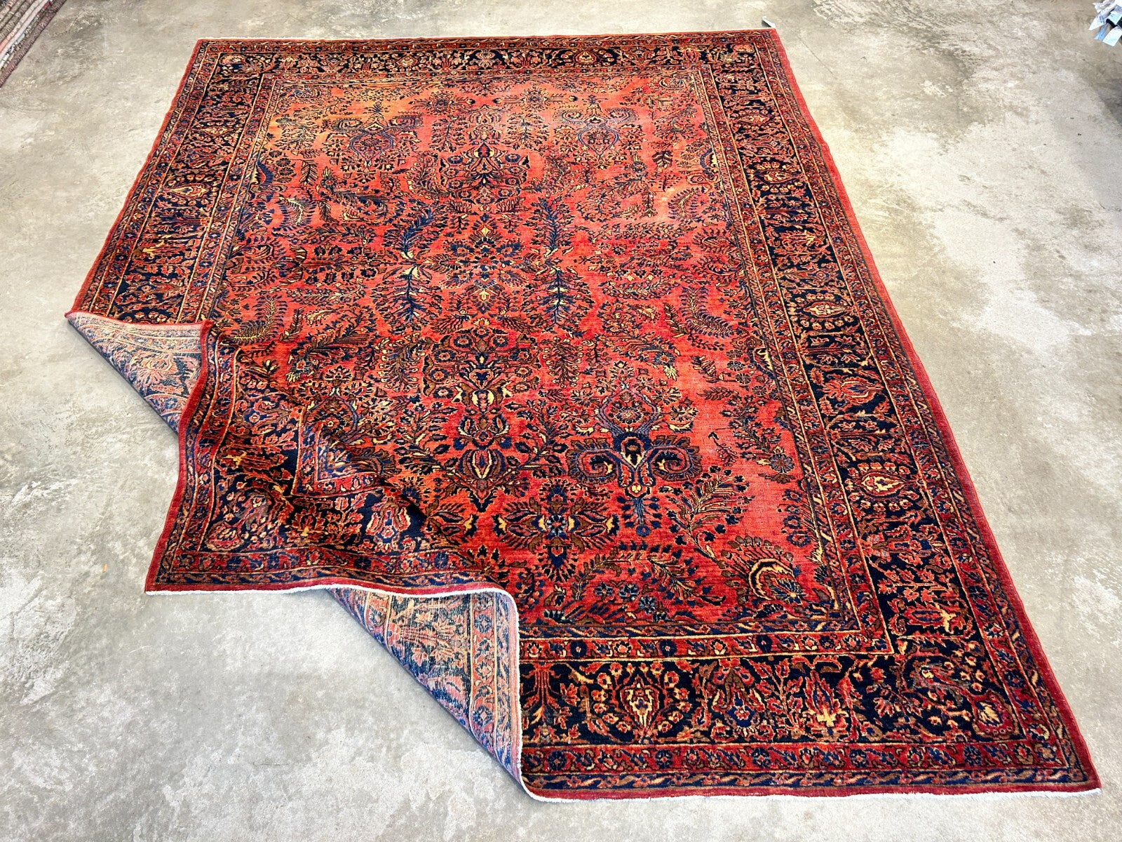 9'2"x11'4" Antique Fine Lamb Wool Sarouke Mohajeran Rug Hand-knotted Carpet