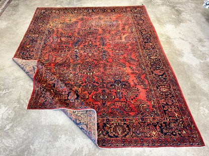 9'2"x11'4" Antique Fine Lamb Wool Sarouke Mohajeran Rug Hand-knotted Carpet