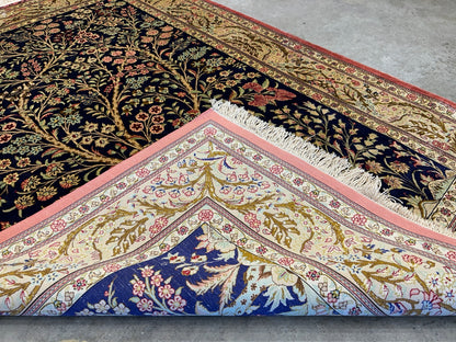 3'3"x4'11" Exquisite Extra-Fine Hand-Knotted 100% Silk Tree of Life Area Rug