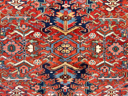 Collector Item - 9'1"x12'2" Antique Fine Wool Herize Hand-Knotted Rug