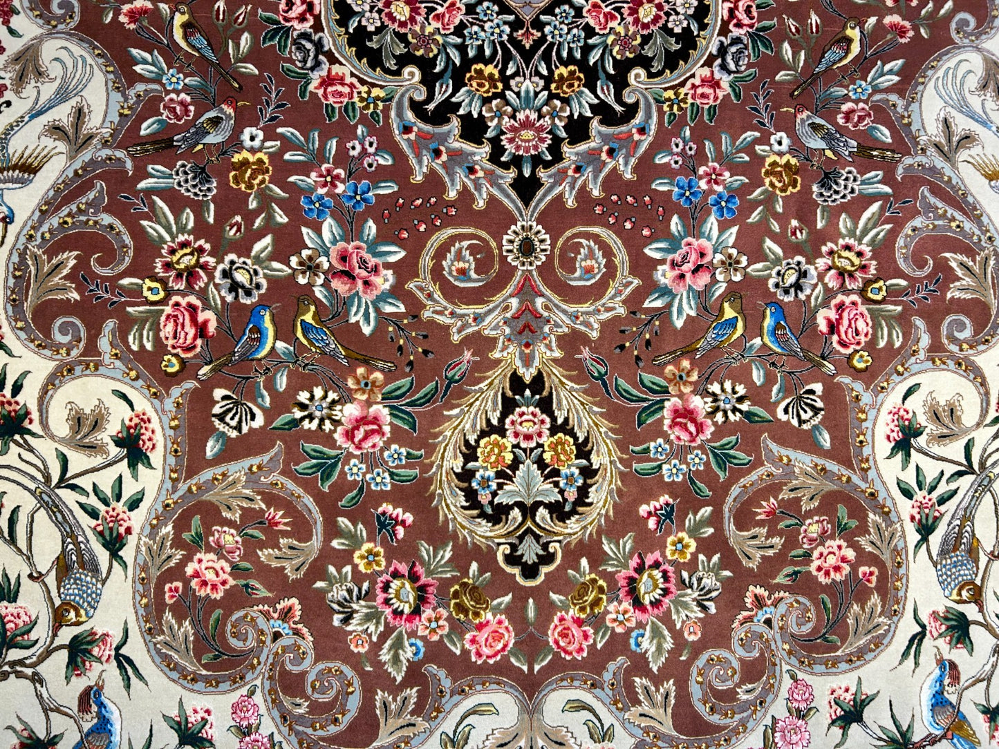 6'9"x9'10" Extra-Fine Hand-Knotted Wool & Silk Blend Tabrize Carpet - Area Rug