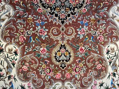 6'9"x9'10" Extra-Fine Hand-Knotted Wool & Silk Blend Tabrize Carpet - Area Rug