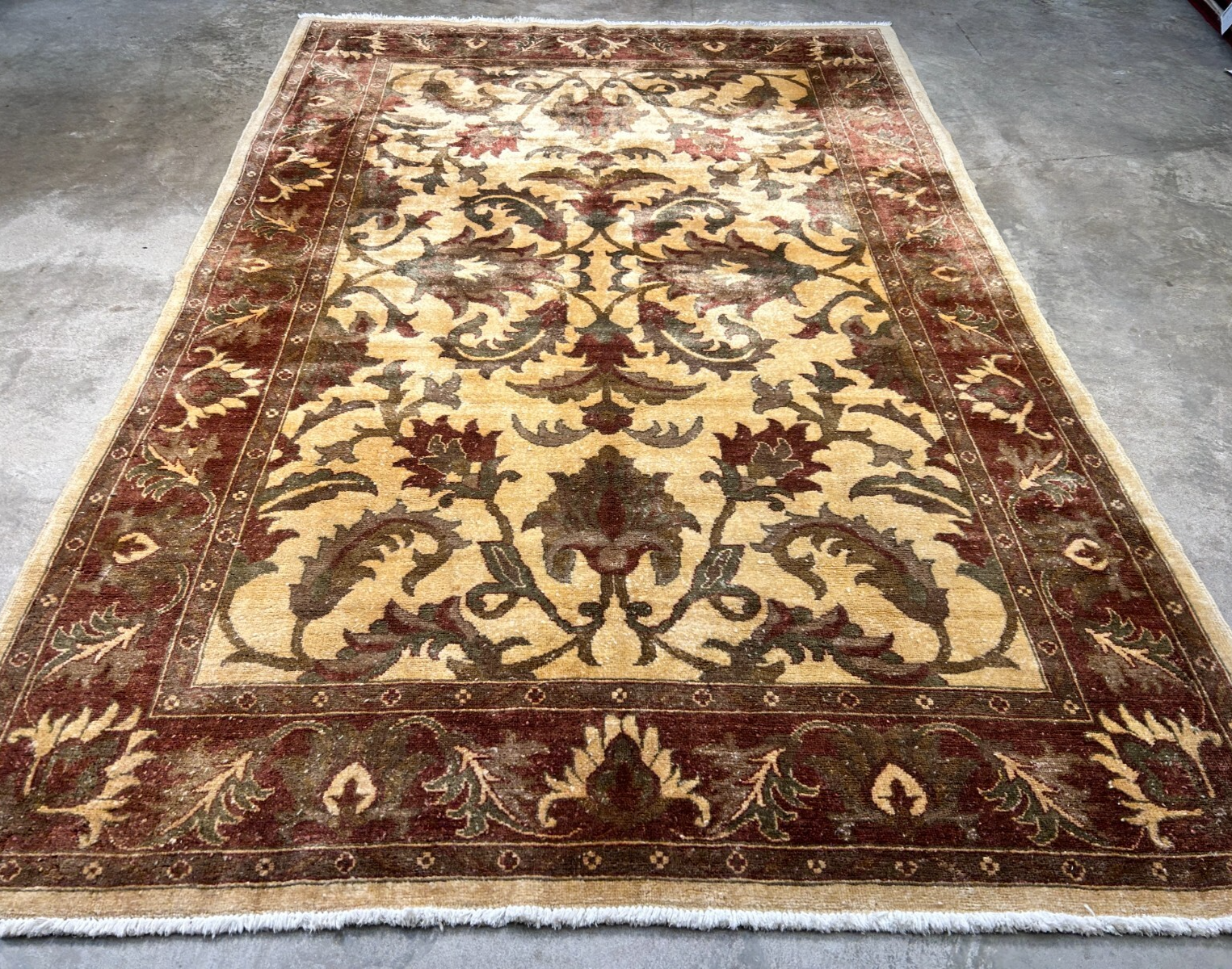 6'6"x9'6'' Hand-Knotted Indian Wool Pile Handmade Area Rug - Carpet