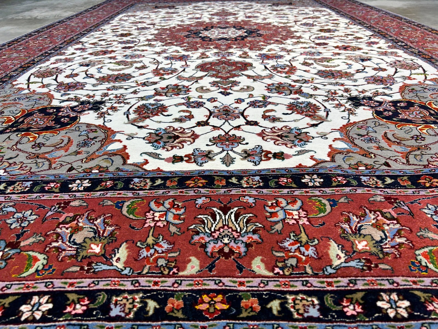 6'2"x9'3" Fine Hand-Knotted Wool & Silk Blend Tabrize Carpet - Area Rug
