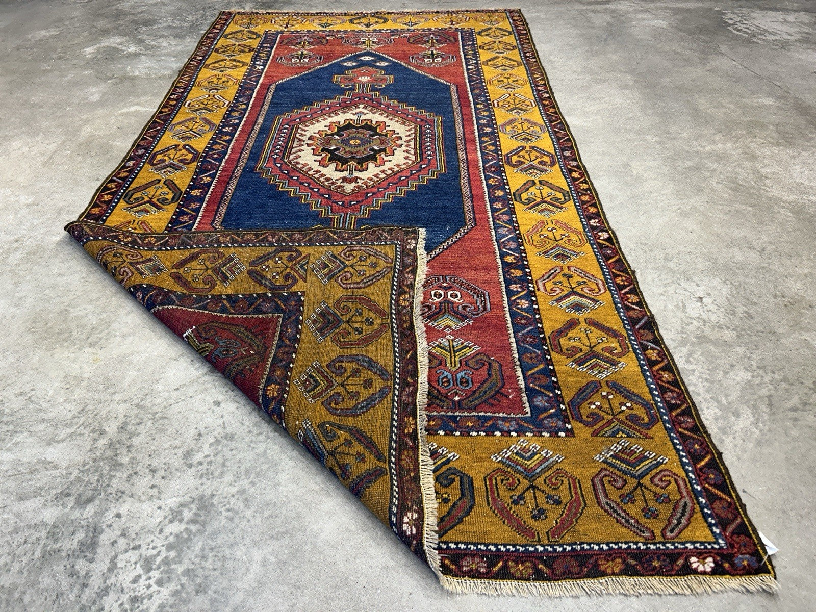 4'2"x8'1" Antique Hand-Knotted 100% Wool Pile Kazak Caucasian Area Rug - Carpet