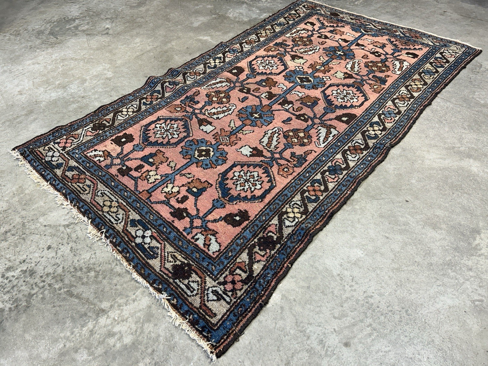 3’3”x6’ Antique Hand-Knotted 100% Wool Pile Hamadane Area Rug - Carpet