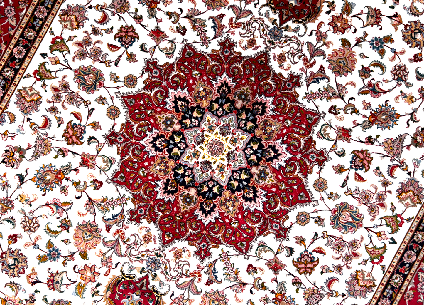 8'3"x11'7'' Very Fine Hand-Knotted Silk & Wool Tabrize Area Rug - Area Carpet