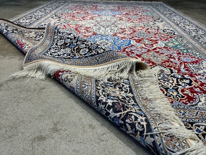 6'8"x10' Very Fine Hand-Knotted Wool & Silk Naine Rug - Area Carpet