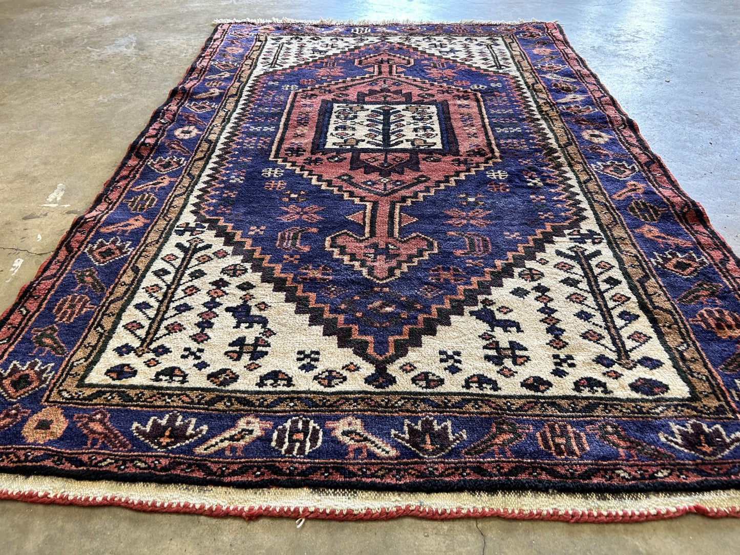 3'4"x5' Hand-Knotted 100% Wool Pile Herize Area Rug - Carpet