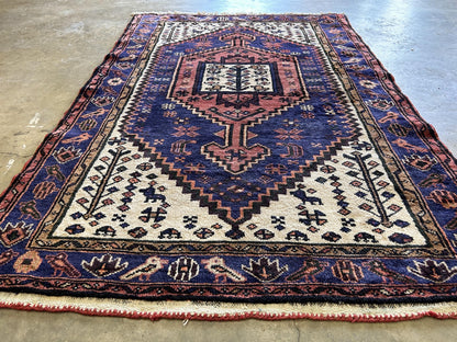 3'4"x5' Hand-Knotted 100% Wool Pile Herize Area Rug - Carpet