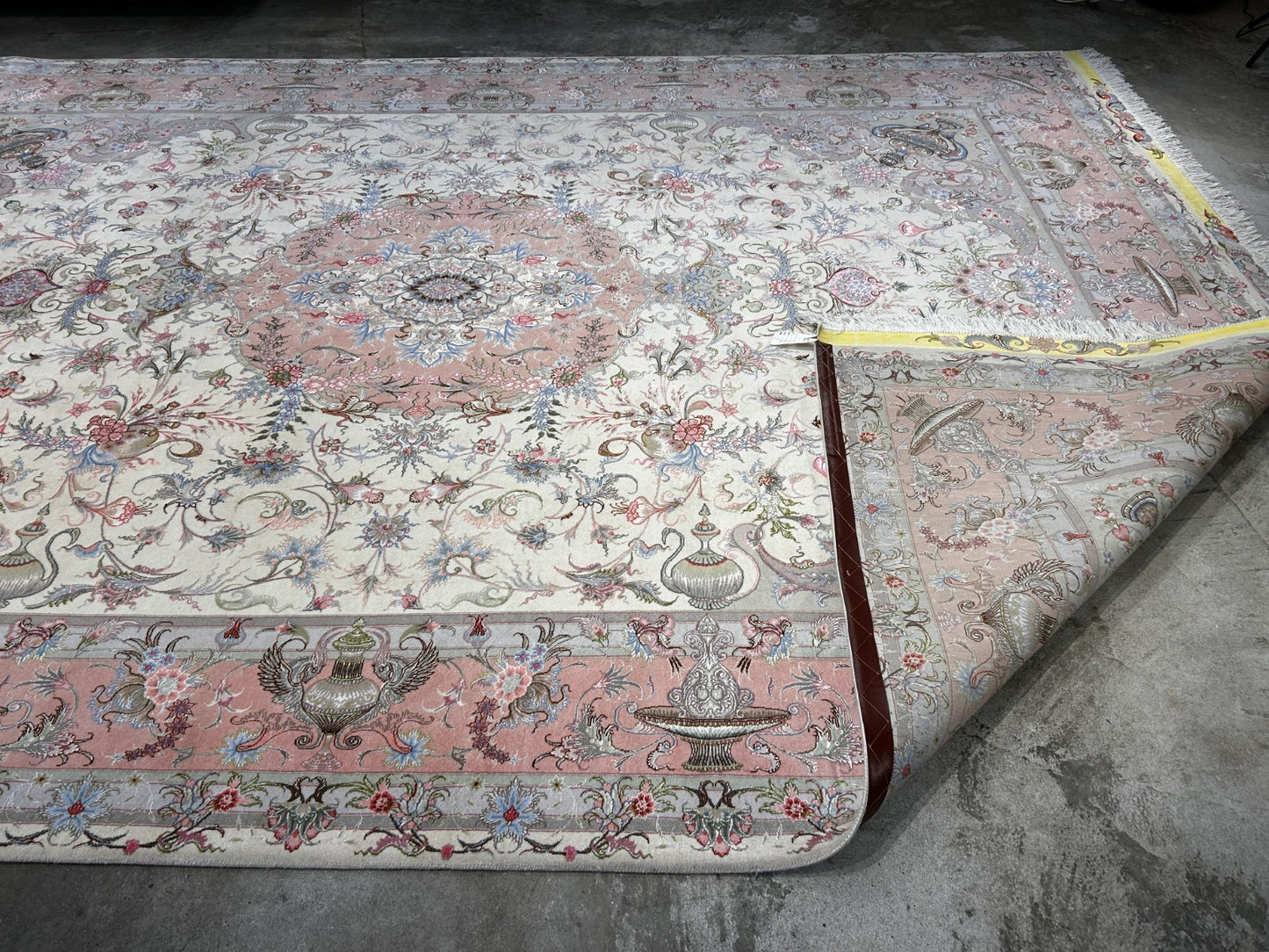 8'3"x11'7" Extremely Fine Hand-Knotted Wool & Silk Tabrize Area Rug - Signed