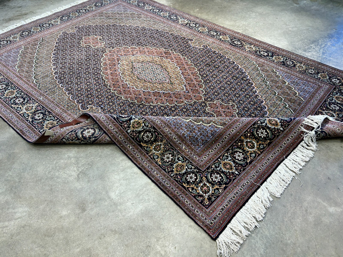 6'8"x9'8" Fine Hand-Knotted Wool & Silk Oriental Tabrize Rug - Area Carpet