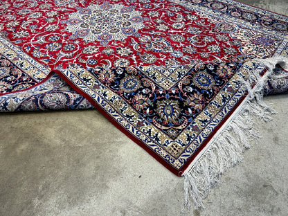 6'9"x10'3" Extra-Fine Hand-Knotted Wool & Silk Blend Isfahane Carpet - Area Rug