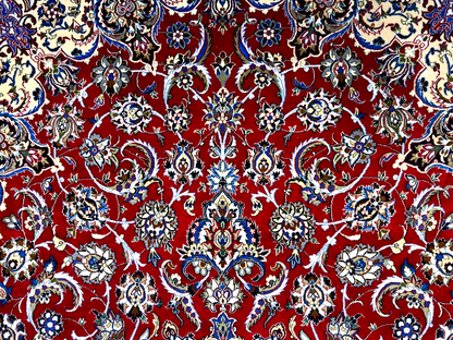 6'9"x10'3" Extra-Fine Hand-Knotted Wool & Silk Blend Isfahane Carpet - Area Rug