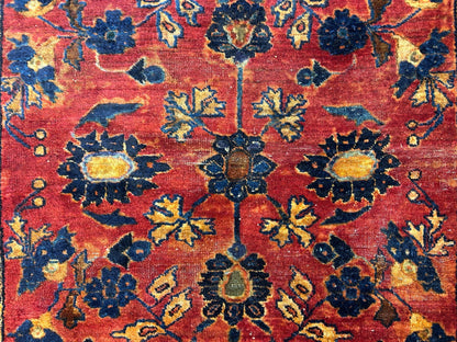 4'10"x6'6" Antique Hand-Knotted 100% Wool Pile Sarouke Area Rug - Carpet