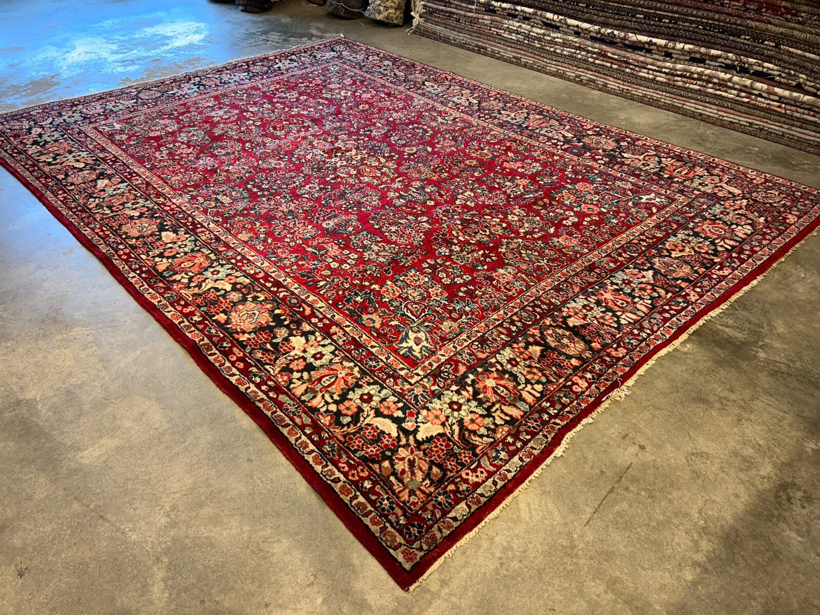 8'10"x12'2" Antique Fine Lamb Wool Sarouke Rug Hand-knotted Carpet