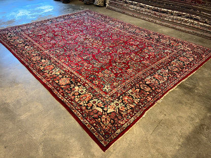8'10"x12'2" Antique Fine Lamb Wool Sarouke Rug Hand-knotted Carpet