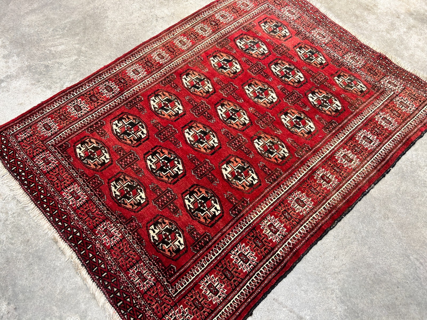 3'x4'2" Hand-Knotted 100% Wool Pile Turkaman Bokhara Rug