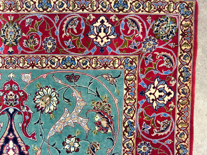 Collector Item-Fine 3'7"x5'9" Antique Hand-Knotted 100% Wool Isfahane Prayer Rug