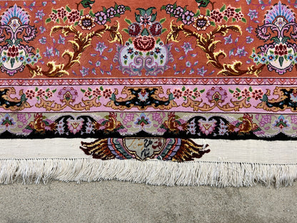 6'8"x10' Extra-Fine Hand-Knotted Wool & Silk Blend Tabrize Carpet - Area Rug