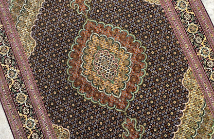 5'x6'8" Fine Hand-Knotted Wool & Silk Blend Tabrize Mahi Carpet - Area Rug