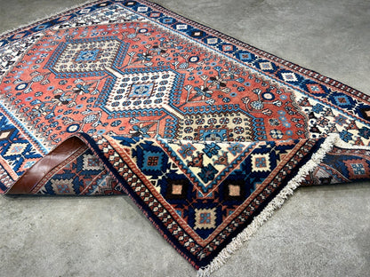 3'2"x5' Hand-Knotted 100% Wool Pile Yalamehe Rug