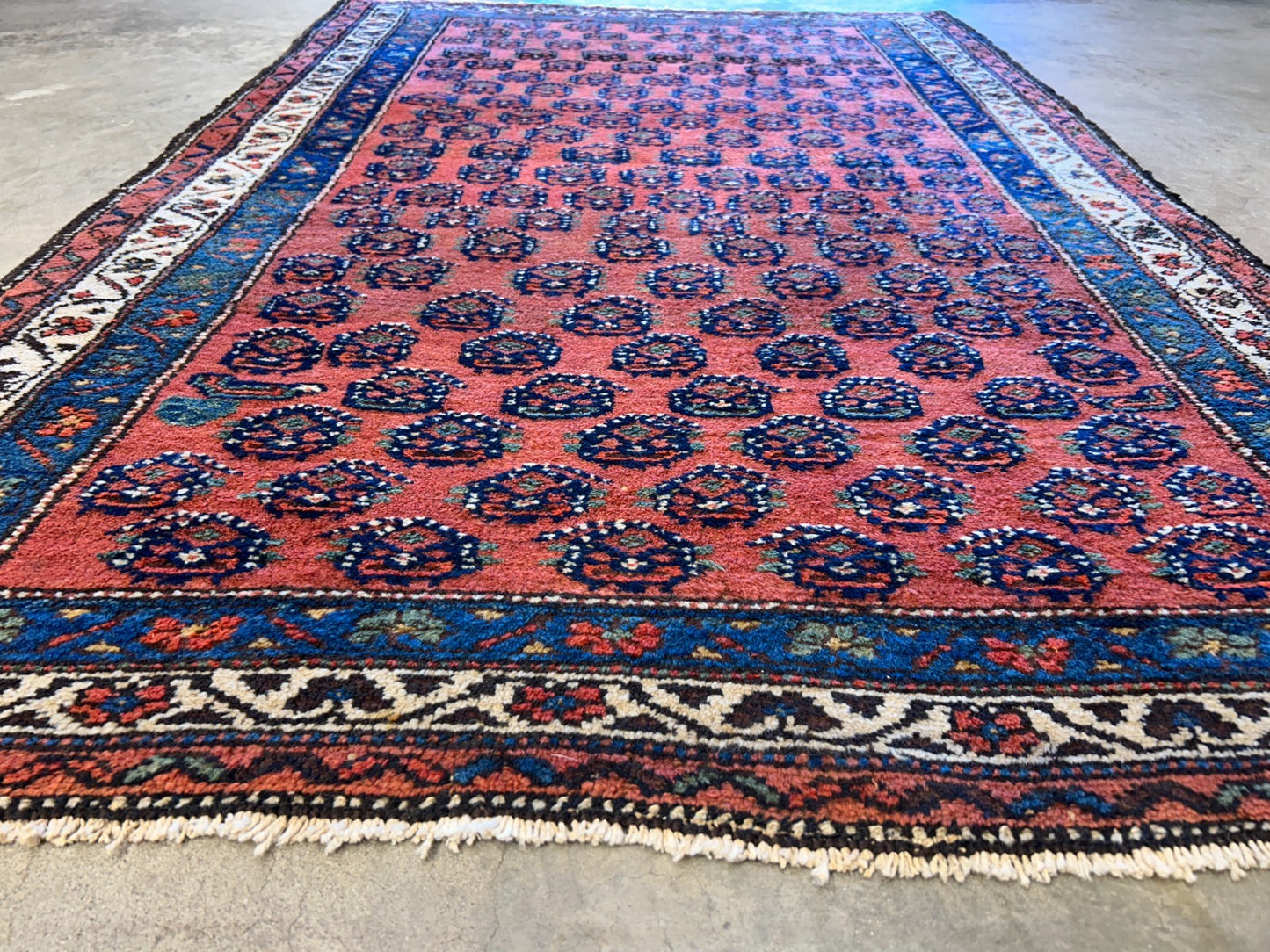 3'9"x5'9" Antique Hand-Knotted 100% Wool Pile Hamadane Area Rug - Carpet