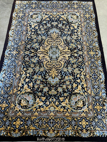 3'4"x5'2" Exquisite Extra-Fine Hand-Knotted 100% Silk Qume Area Rug