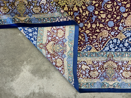 9'7"x12'10" Exquisite Signed Hand-Knotted 100% Silk Qume Rug