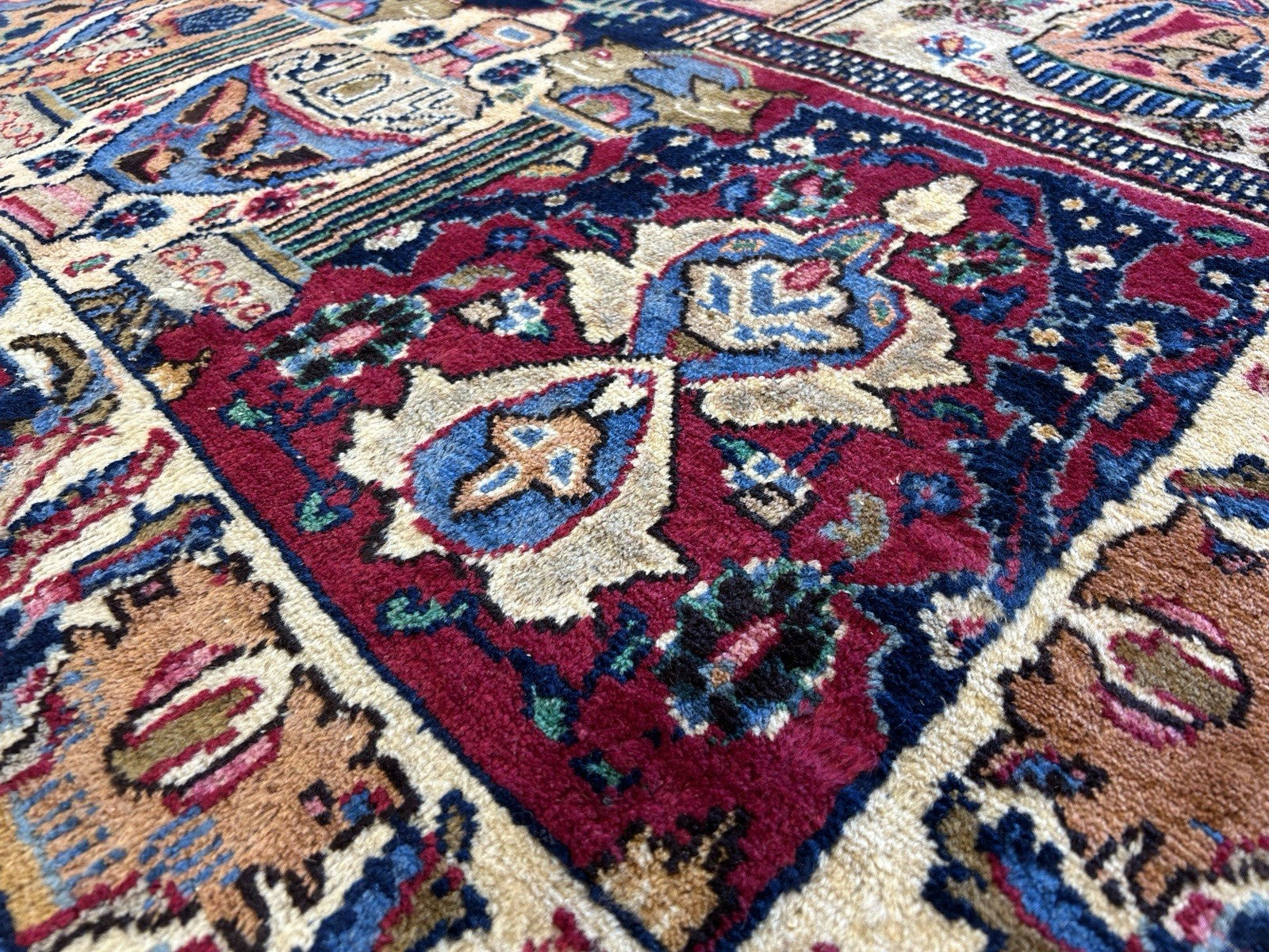 8’2”x11’2” Antique Hand-Knotted 100% Wool Pile Tabrize Area Rug - Carpet