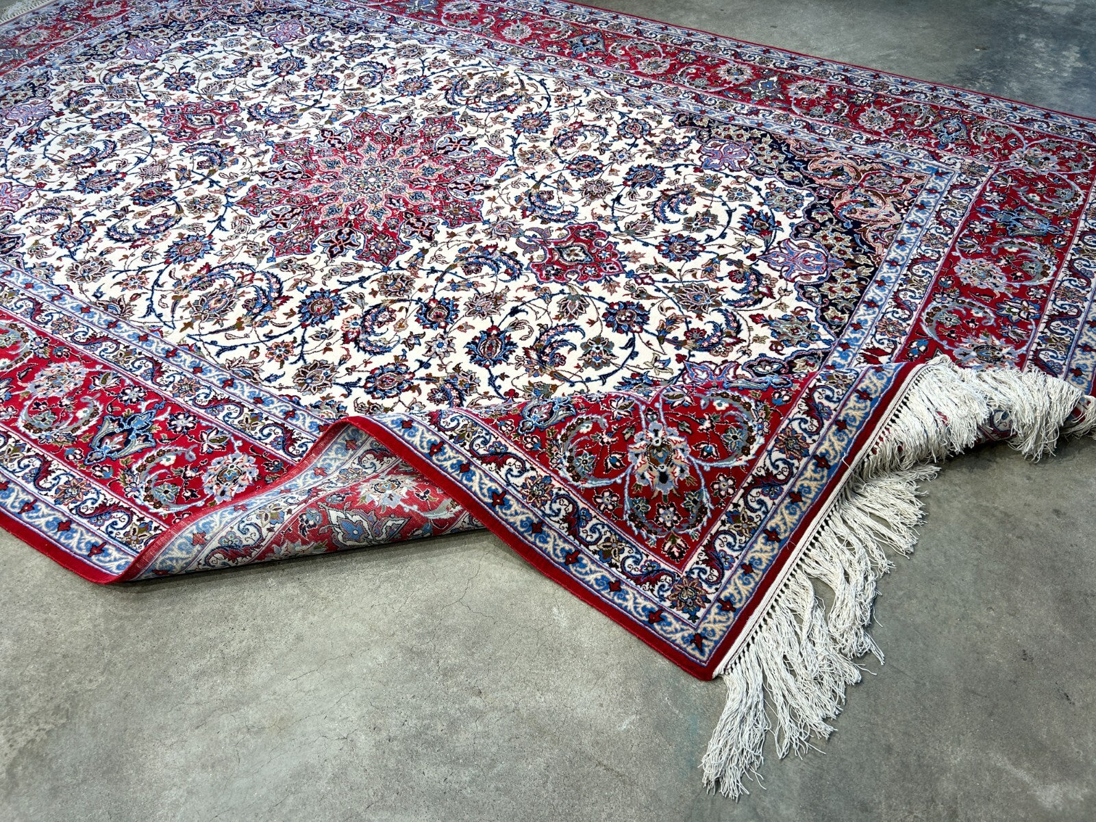 6'9"x10'1" Extra-Fine Hand-Knotted Wool & Silk Blend Isfahane Carpet - Area Rug