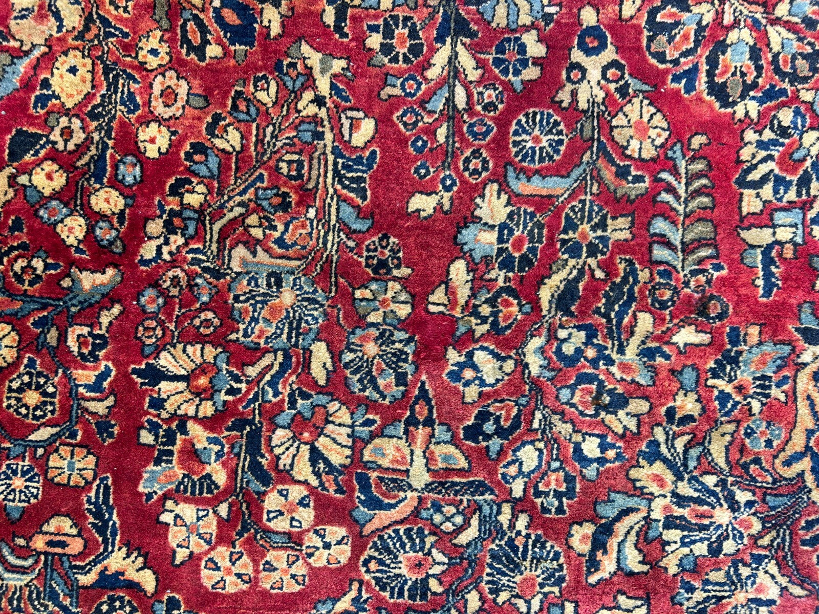 9'3"x12'7" Antique Fine Lamb Wool Sarouke Rug Hand-knotted Carpet