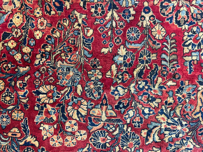 9'3"x12'7" Antique Fine Lamb Wool Sarouke Rug Hand-knotted Carpet