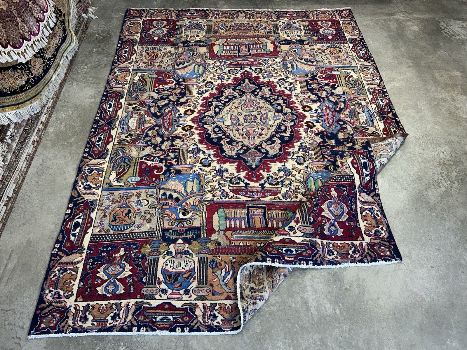 8’2”x11’2” Antique Hand-Knotted 100% Wool Pile Tabrize Area Rug - Carpet
