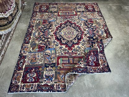 8’2”x11’2” Antique Hand-Knotted 100% Wool Pile Tabrize Area Rug - Carpet