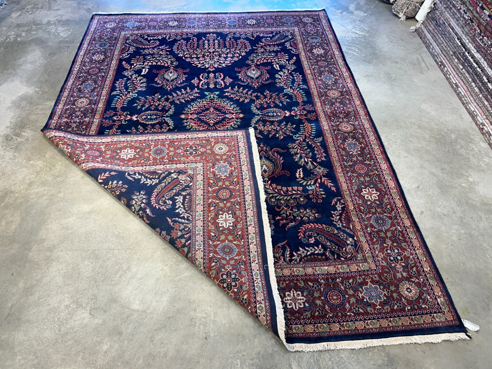 8'9"x12'1" Hand-Knotted 100% Wool Pile IndoSarouke Rug