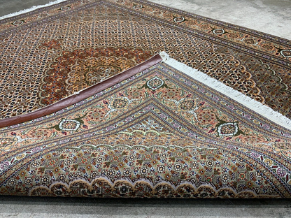5'x6'4" Fine Hand-Knotted Wool & Silk Blend Tabrize Mahi Carpet - Area Rug