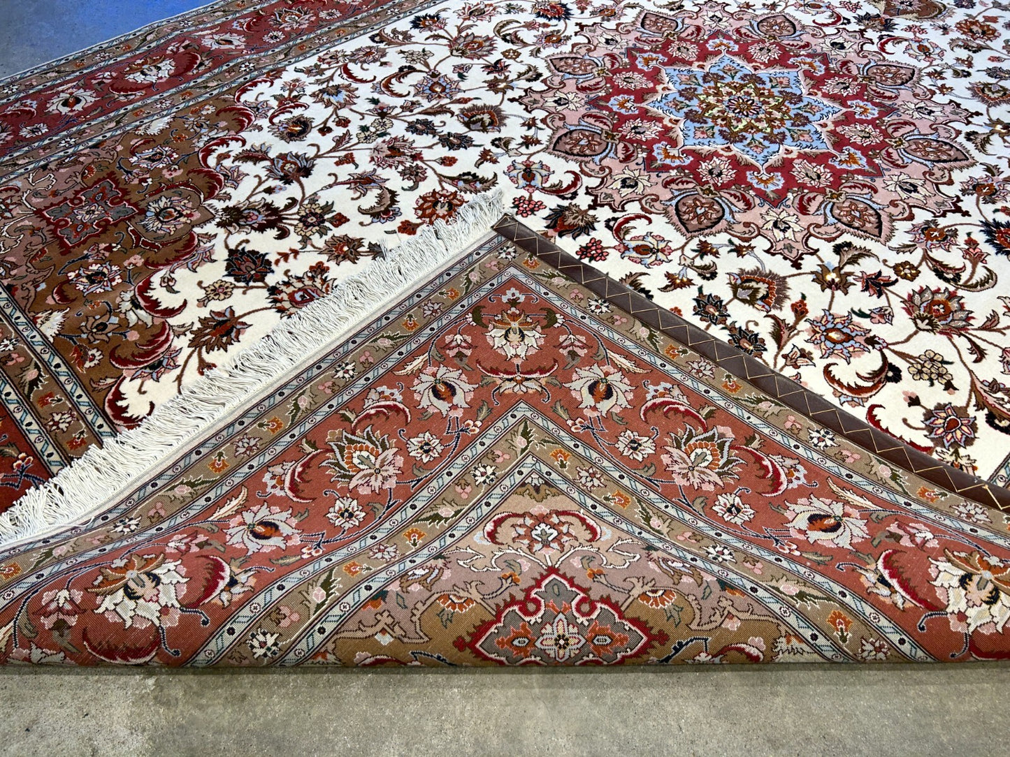 6'7"x10'1" Fine Hand-Knotted Wool & Silk Blend Tabrize Carpet - Area Rug