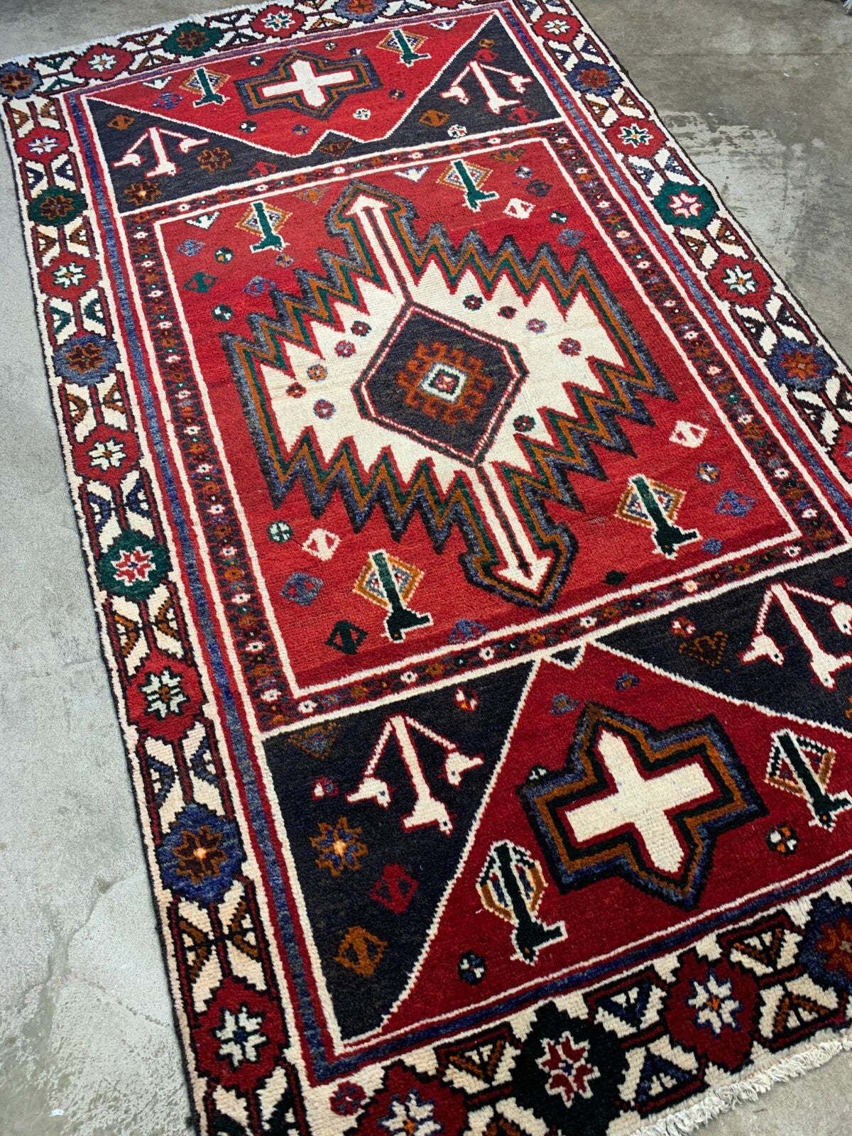 4'0" x 7'1" Hand-Knotted 100% Wool Pile Nahavande Area Rug - Carpet