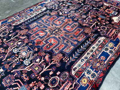 5'4" x 9'8'' Hand-Knotted 100% Lamb Wool Pile Nahavande Area Rug - Carpet