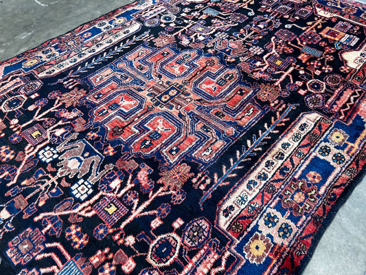 5'4" x 9'8'' Hand-Knotted 100% Lamb Wool Pile Nahavande Area Rug - Carpet