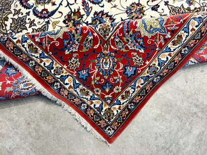 6'9"x10'3" Extra-Fine Hand-Knotted Wool & Silk Blend Isfahane Area Rug - Signed